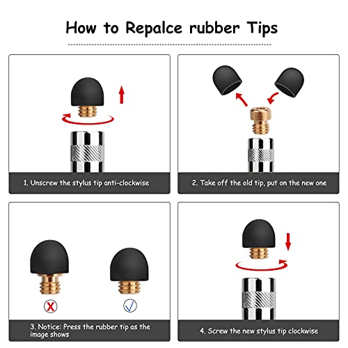 DIGIROOT Stylus Pen Set 4 Pcs Rubber Tip Compatible for Tablets Smartphones