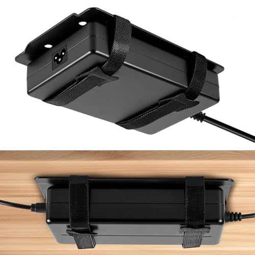 JinLunar Adjustable Underdesk Laptop Charger Holder, Metal Mount, Black