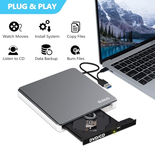 BUNUD 5.91" x 5.91" x 0.7" Model 726133312451 USB 2.0 USB 3.0 Type C External Optical Drive