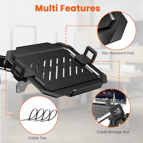 PUTORSEN EMLDA35-1 Laptop Pole Mount - 12-18 Inch Support, Alloy Steel Construction, Black