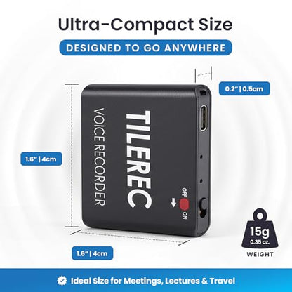 attodigit@l 1.6 Inch TileRec Audio Recorder Digital 64 GB MP3 USB 3.1