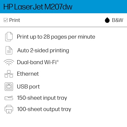 HP LaserJet M207dw 600x600 Monochrome Printer Black 1 Tray Printer