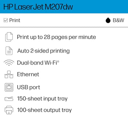 HP LaserJet M207dw 600x600 Monochrome Printer Black 1 Tray Printer