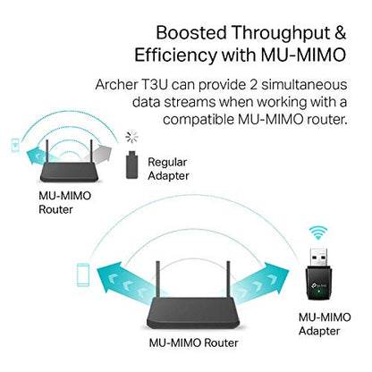 TP-Link 0.78" x 0.41" x 1.59" Archer T3U USB 3.0 WiFi Adapter - Dual Band 1300 Mbps - Compatible with Windows 11, 10, 8.1, 8, 7, XP, Mac OS X 10.9-10.14