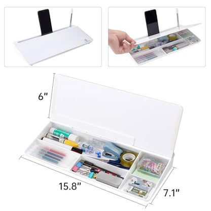 TSJ OFFICE 15.8" x 7.1" TSJWB1806W Frameless Glass Desktop Whiteboard