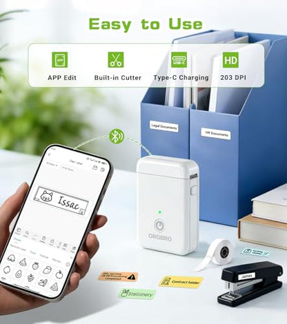 ORGBRO 0.6" x 1.57" X1 203 DPI Portable Label Maker