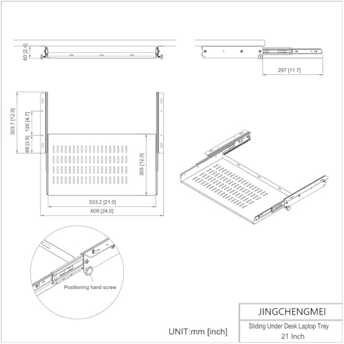 JINGCHENGMEI 21 inch JCM-UNDSK-SHELF Metal Under Desk Laptop Mount