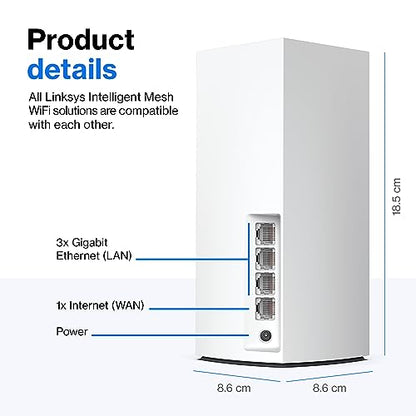 Linksys 3000 Mbps MX20MS2 Wi-Fi 6 Router, Dual-Band, 4000 sq. ft Coverage, 4 x Gigabit Ethernet Ports
