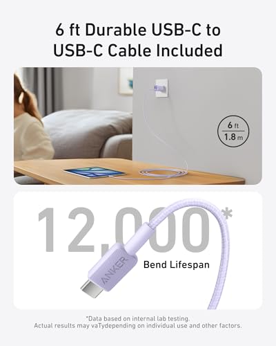 Anker 30W USB Type C GaN Charger, Compatible with iPhone 16, iPad, Samsung Galaxy, and More