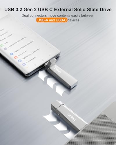 Orlian 1TB Portable SSD USB Solid State Drive Up to 1000MB/s USB 3.2 Gen 2 Dual Type C/USB A