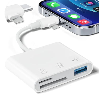 SUNTRSI SD/SDHC/microSD/microSDXC Dual Slot Reader USB 2.0 Plug & Play Compatibility with iOS, macOS