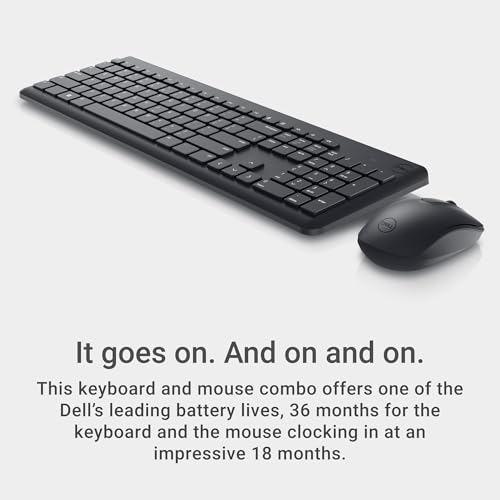 Dell KM3322W Full-size Wireless Keyboard and Optical Mouse Set with USB Receiver