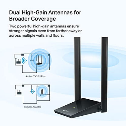 TP-Link 6.15" x 3.31" x 0.76" Archer TX20U Plus WiFi Adapter 1800 Mbps USB 2.0/3.0