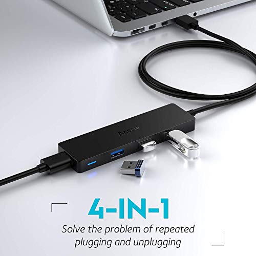 Aceele USB Hub 3.0 4-Port Multiport Expander with 4ft Cable, Model AC-T10