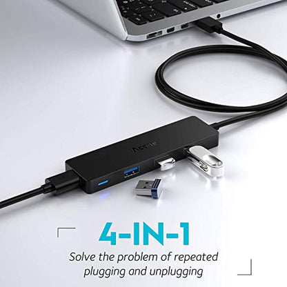 Aceele USB Hub 3.0 4-Port Multiport Expander with 4ft Cable, Model AC-T10