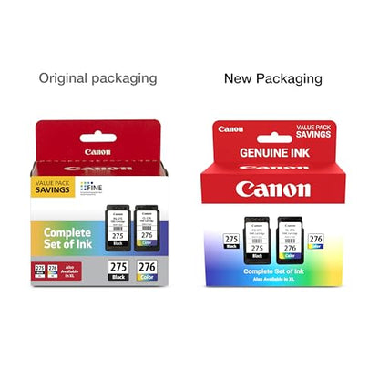 Canon PG-275/CL-276 Genuine Ink Cartridge Set 740 Page Yield Black/Multicolor Ink for TS3520/TR4720