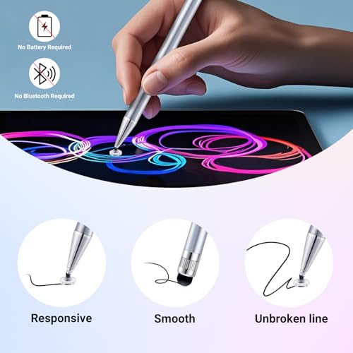 LINFANC 10 Pcs LF1061 Stylus Pens for Touchscreens - Aluminum Construction, 5.98 x 0.31 x 0.31 Inches, Compatible with Android, iPhone, iPad, Tablet, Smartphone
