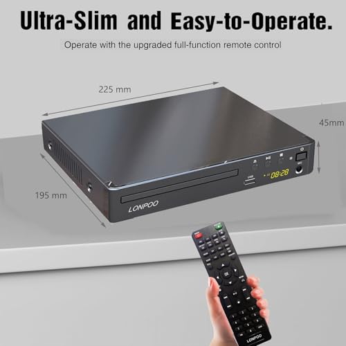 LONPOO Compact DVD Player LP-099 1920x1080 - HDMI - Black