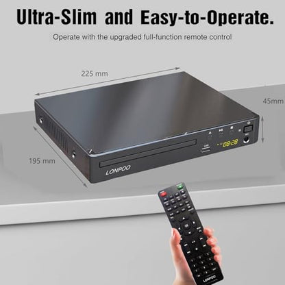 LONPOO Compact DVD Player LP-099 1920x1080 - HDMI - Black