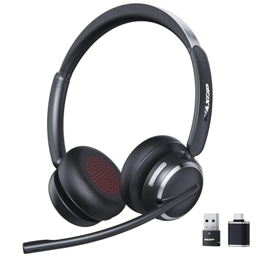 Waxop WX-HS003 Wireless Headset with Mic, Bluetooth 6.0, USB-A/C Dongle, 65-Hour Battery Life