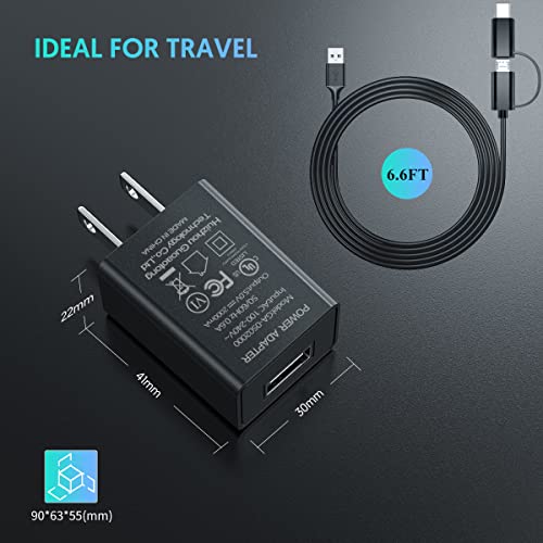 Fotbor 2.1A AC Adapter 18W USB-C Charger with 6.6FT Cable GA-0502000