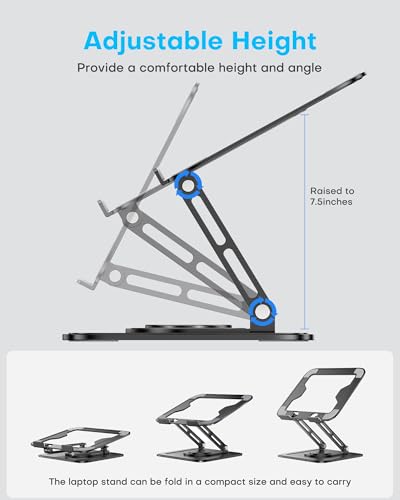 LOXP NH-02 Adjustable Laptop Stand, 360 Rotation, Ergonomic Mount for MacBook and Compatible Laptops