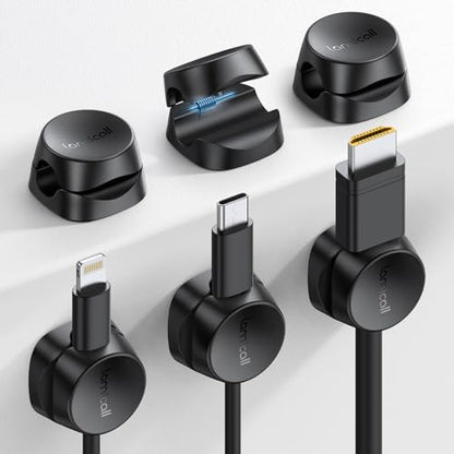 Lamicall 6-Pack STRK02-MX-B-6 Self-Adhesive Cord Organizer Clips - Black - Compact Design for Desk or Wall