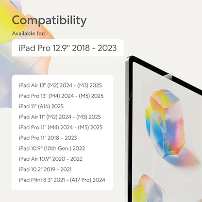 Paperlike 2.1 Screen Protector for iPad Pro 12.9" - Transparent Matte Finish - Anti-Fingerprint - Touch Sensitive