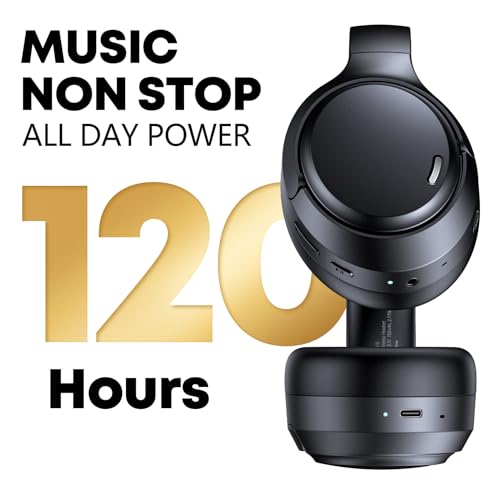 TAGRY Over Ear Headphones A18 Bluetooth 6.0 120 Hours Playtime Active Noise Cancellation