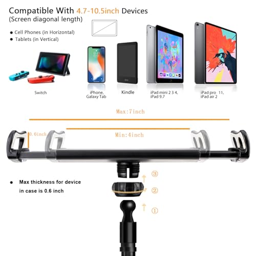 SRMATE 33in 8541533479 Clamp Mount Tablet Holder - Black