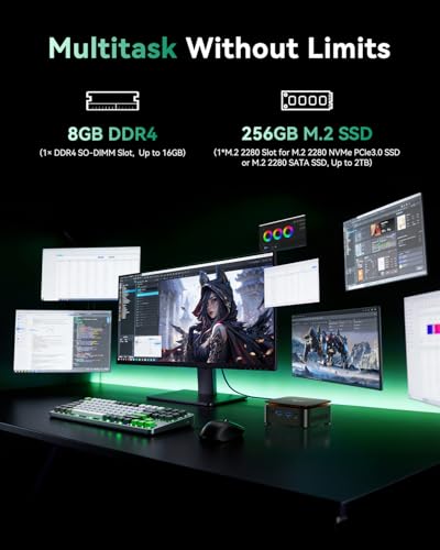 KAMRUI Mini PC E1 3250U 256GB SSD 16GB RAM 4096x2160 60Hz Integrated