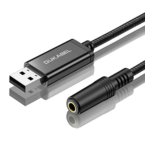 DUKABEL USB to 3.5mm Audio Adapter DUSB351F-120B Stereo to USB Audio Adapter Black