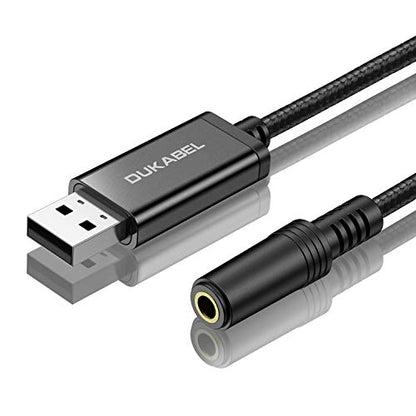 DUKABEL USB to 3.5mm Audio Adapter DUSB351F-120B Stereo to USB Audio Adapter Black
