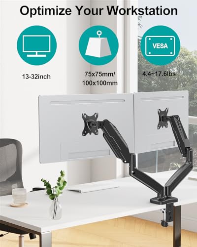 MOUNT PRO Dual Monitor Mount 13-32 Inches Tabletop Mount Articulating with Full Motion Arm