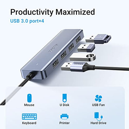 UGREEN USB C Hub 4 Ports 5Gbps Compatible with Macbook Pro/Air, iPad Pro, Chromebook, Dell XPS