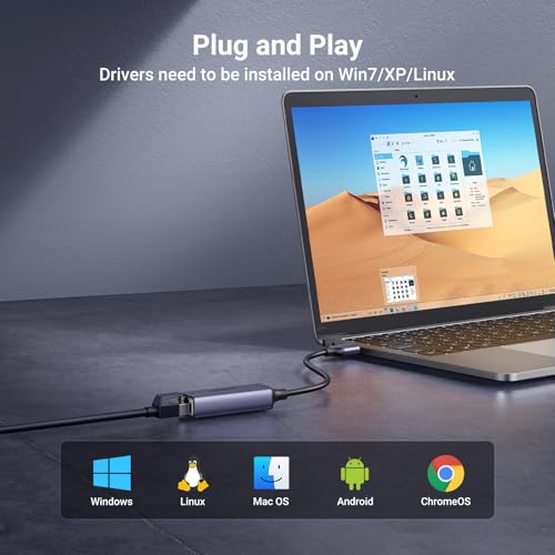 UGREEN 2.4" x 0.9" x 0.6" USB to Ethernet Adapter Model 50922