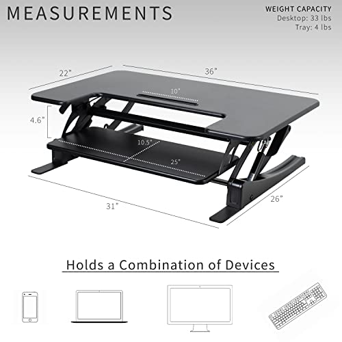 VIVO 36" DESK-V000V Alloy Steel Dual Tier Height Adjustable Computer Desk Workstation