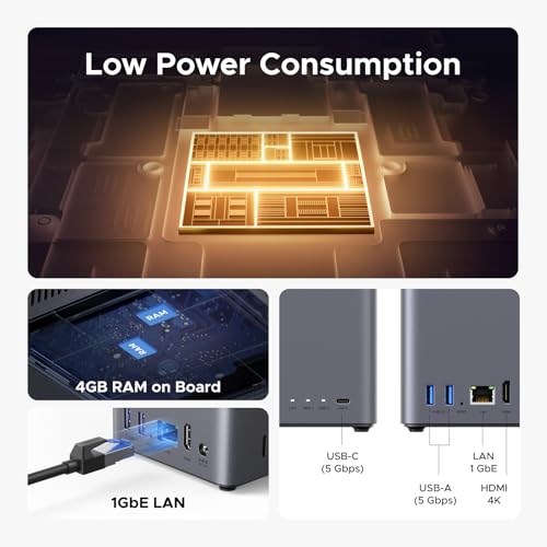 UGREEN 64TB DH2300 Diskless External NAS, 1GbE, Mechanical Storage, Ethernet & USB Interface, 7200RPM, Designed for Personal Use