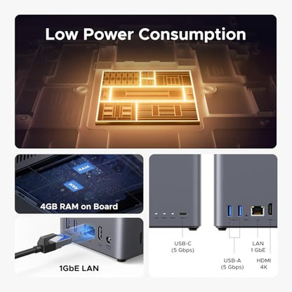 UGREEN 64TB DH2300 Diskless External NAS, 1GbE, Mechanical Storage, Ethernet & USB Interface, 7200RPM, Designed for Personal Use