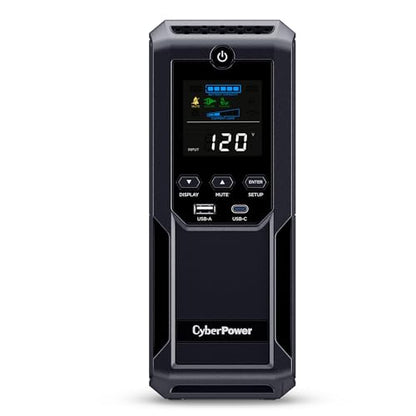 CyberPower CP1500AVRLCD3 1500VA/900W Mini Tower UPS with 12 Outlets and LCD Display