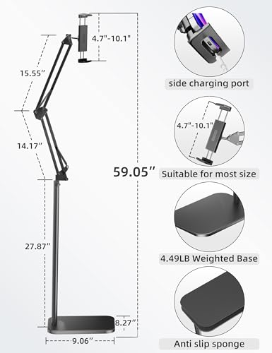 TabHolderix Tablet Stand 27.5-59.05 in Height Adjustable Universal Phone Mount