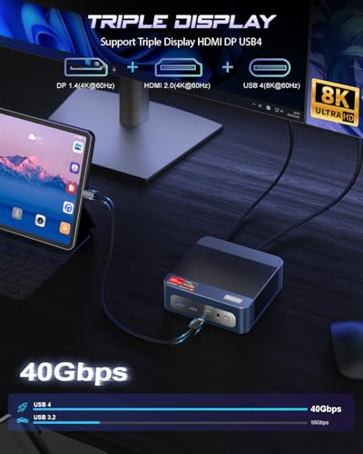 BOSGAME Mini PC P3 4K 60Hz LED Desktop Computer