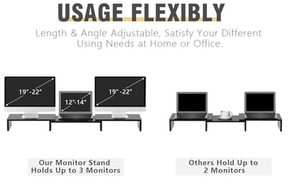 TAVR 43.3 Inch Dual Monitor Stand 3 Shelf Computer Riser