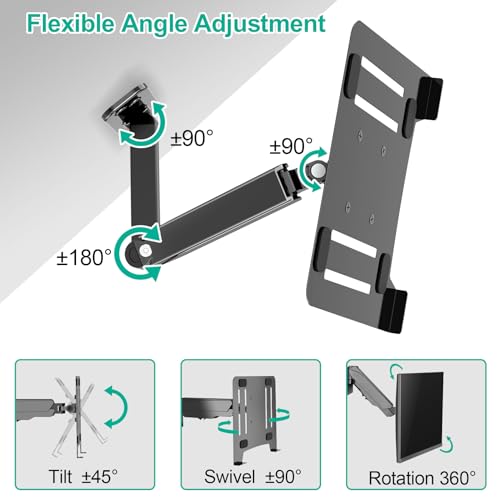 UPGRAVITY Laptop Wall Mount 2-in-1 Gas Spring Holder VESA Compatible 12-17 inch Notebook 13-32 inch Monitor Adjustable