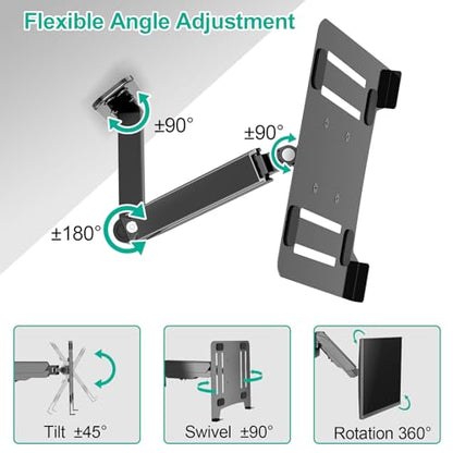 UPGRAVITY Laptop Wall Mount 2-in-1 Gas Spring Holder VESA Compatible 12-17 inch Notebook 13-32 inch Monitor Adjustable