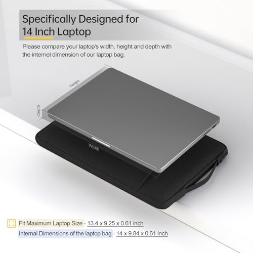 iKammo 14 Inch Laptop Sleeve Black Nylon Travel Pouch Waterproof Modern Soft