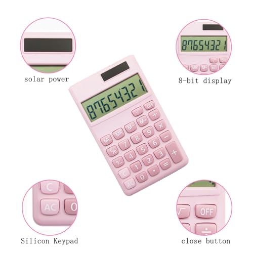 YAMHOHO 2" x 0.1" Standard Function LCD Calculator Solar Powered Pink