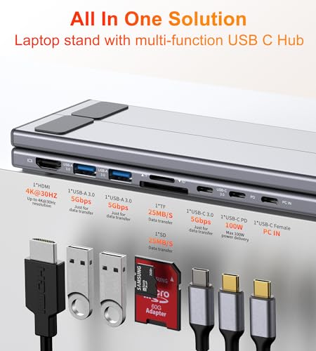 Mukiya 1 Count HUB-M48 USB Type-C Docking Station 4K with 85W Power Delivery, 8 Ports, Black