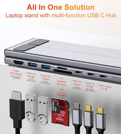 Mukiya 1 Count HUB-M48 USB Type-C Docking Station 4K with 85W Power Delivery, 8 Ports, Black