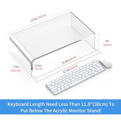 Beimu 12.5in Acrylic Monitor Stand 1 Tier Ergonomic Design